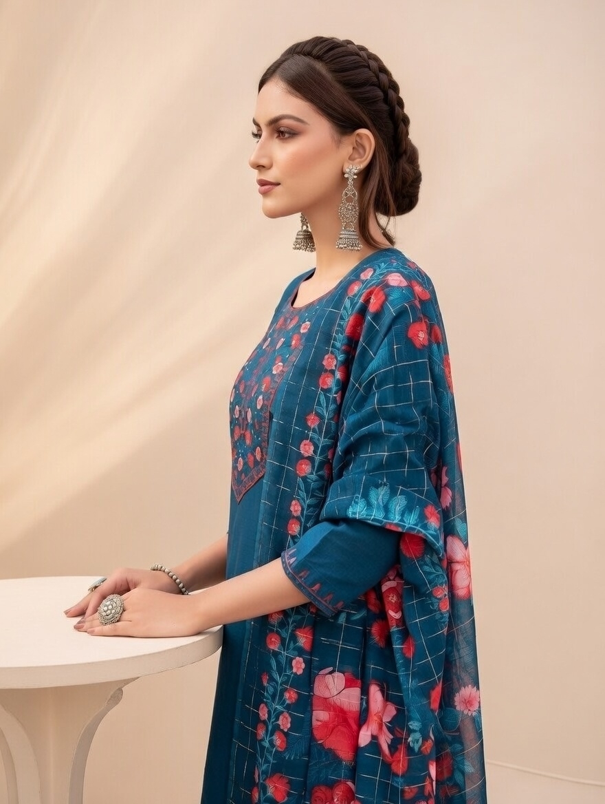 SANAYA 3PC CHURIDHAR - BLUE