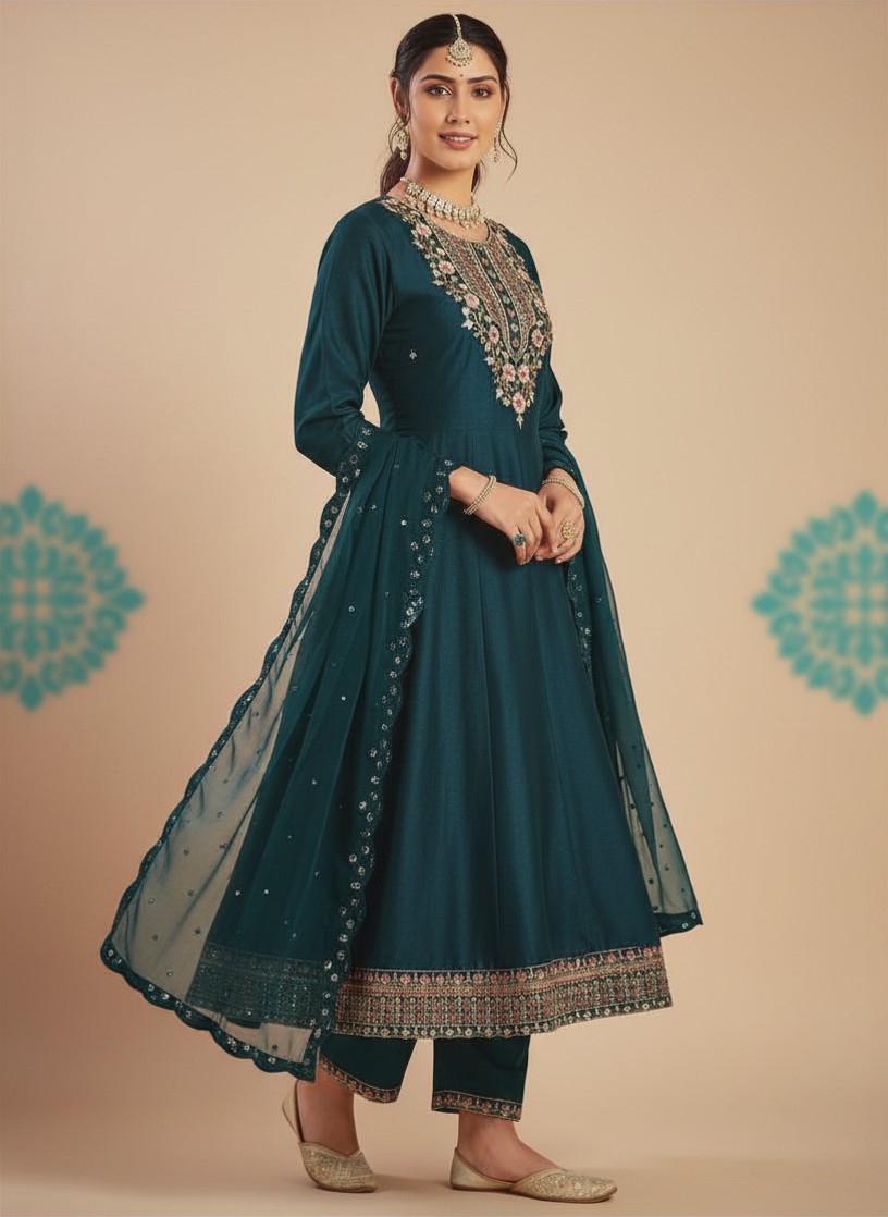 KAASHVI 3PC CHURIDHAR - MOSS GREEN
