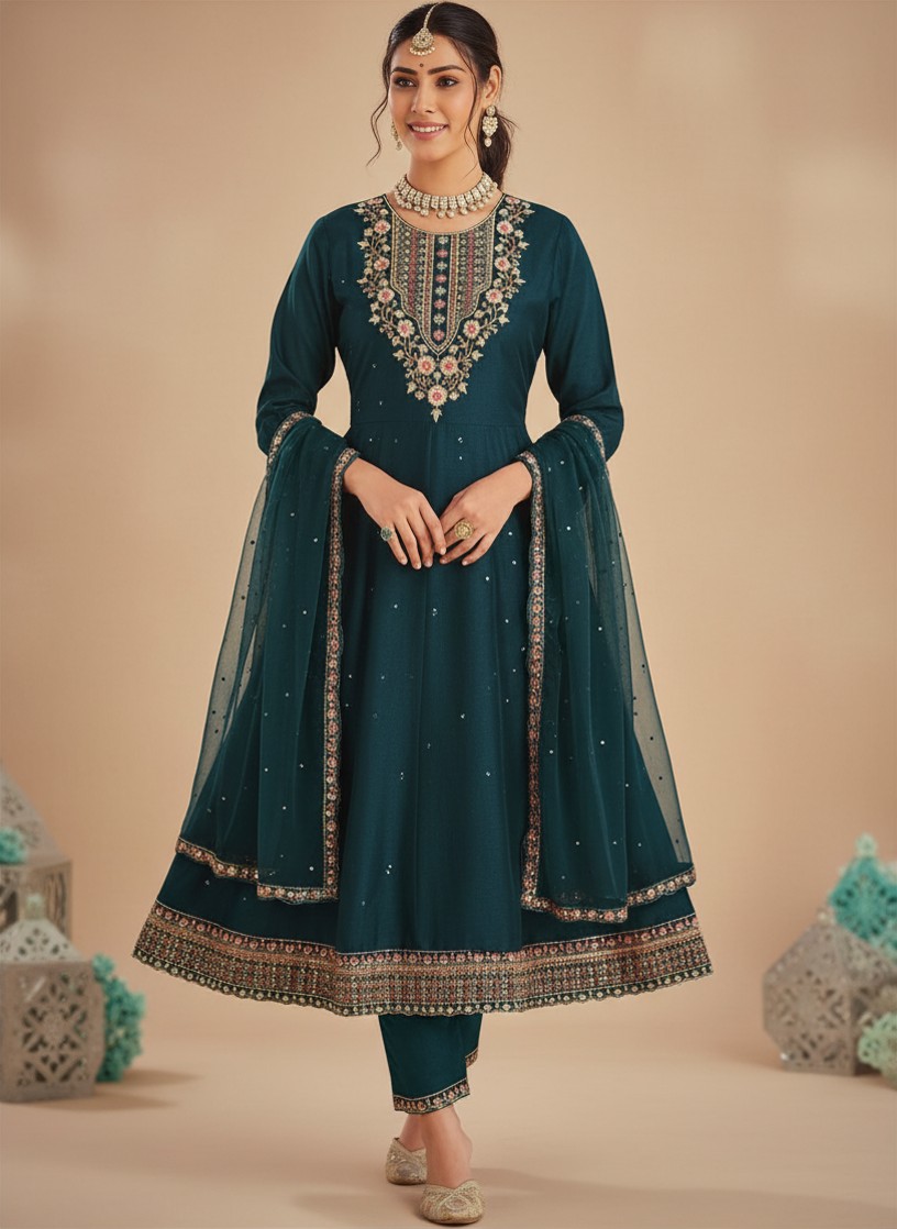 KAASHVI 3PC CHURIDHAR - MOSS GREEN