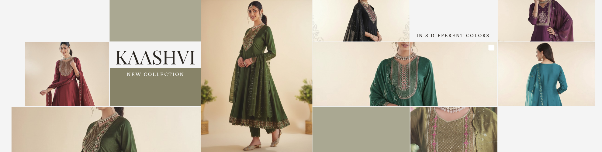 Women’s dark green kurta set with heavy embroidery and dupatta, festive ethnic outfit